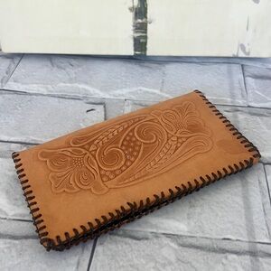 Vintage tooled leather notebook cover/wallet